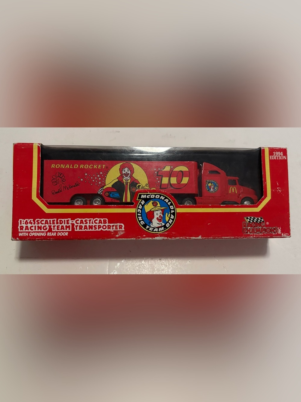 Vintage 1994 Racing Champions McDonaldβs Racing Team Transporter